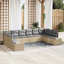 Havesofa Sæt med pude 10 pcs Beige polyrattan