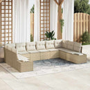 Havesofa Sæt med pude 10 pcs Beige polyrattan