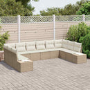 Havesofa Sæt med pude 10 pcs Beige polyrattan