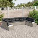 Havesofa Sæt med pude 10 pcs Lysegrå polyrattan