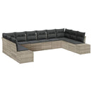 Havesofa Sæt med pude 10 pcs Lysegrå polyrattan