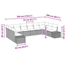 Havesofa Sæt med pude 10 pcs Lysegrå polyrattan