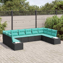 Havesofa Sæt 10 stk. Sort polyrattan