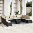 Havesofa Sæt med pude 11 pcs Sort polyrattan