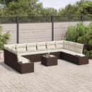 Havesofa Sæt med pude 11 pcs Brun polyrattan