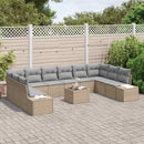 Havesofa Sæt med pude 11 pcs Beige polyrattan