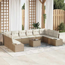 Havesofa Sæt med pude 11 pcs Beige polyrattan