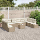 Havesofa Sæt med pude 11 pcs Beige polyrattan