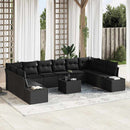 Havesofa Sæt med pude 11 pcs Sort polyrattan