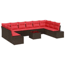 Havesofa Sæt med pude 11 pcs Brun polyrattan