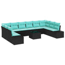 Havesofa Sæt 11 stk. Sort polyrattan
