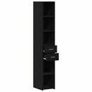 Bogreol med skuffe Sort eg 30 x 42.4 x 185.2 cm