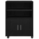 Kabinet med hylde med hjul med dør Sort eg 60 x 48 x 74.5 cm