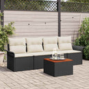 Havesofa Sæt med pude 5 pcs Sort polyrattan
