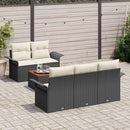 Havesofa Sæt med pude 6 pcs Sort polyrattan