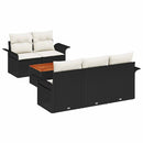 Havesofa Sæt med pude 6 pcs Sort polyrattan