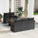 Havesofa Sæt med pude 6 pcs Sort polyrattan
