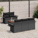 Havesofa Sæt med pude 6 pcs Sort polyrattan