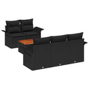 Havesofa Sæt med pude 6 pcs Sort polyrattan