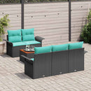 Havesofa Sæt med pude 6 pcs Sort polyrattan