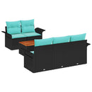 Havesofa Sæt med pude 6 pcs Sort polyrattan