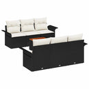Havesofa Sæt med pude 7 pcs Sort polyrattan