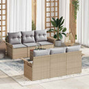 Havesofa Sæt med pude 7 pcs Beige polyrattan