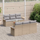 Havesofa Sæt med pude 7 pcs Beige polyrattan