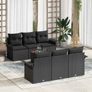 Havesofa Sæt med pude 7 pcs Sort polyrattan