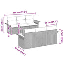 Havesofa Sæt med pude 7 pcs Sort polyrattan