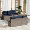 Havesofa Sæt med pude 7 pcs Grå polyrattan