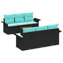 Havesofa Sæt med pude 7 pcs Sort polyrattan