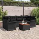 Havesofa Sæt med pude 7 pcs Sort polyrattan