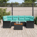 Havesofa Sæt med pude 7 pcs Sort polyrattan