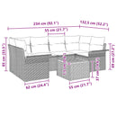 Havesofa Sæt med pude 7 pcs Sort polyrattan