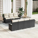 Havesofa Sæt med pude 8 pcs Sort polyrattan