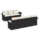 Havesofa Sæt med pude 8 pcs Sort polyrattan