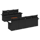 Havesofa Sæt med pude 8 pcs Sort polyrattan