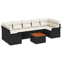 Havesofa Sæt 8 stk. Sort polyrattan