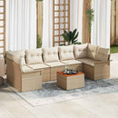 Havesofa Sæt med pude 8 pcs Beige polyrattan