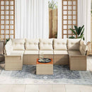 Havesofa Sæt med pude 8 pcs Beige polyrattan
