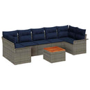 Havesofa Sæt med pude 8 pcs Grå polyrattan