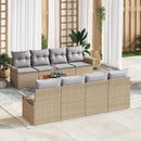 Havesofa Sæt med pude 9 pcs Beige polyrattan