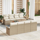 Havesofa Sæt med pude 9 pcs Beige polyrattan