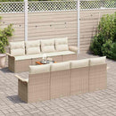 Havesofa Sæt med pude 9 pcs Beige polyrattan