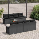 Havesofa Sæt med pude 9 pcs Sort polyrattan