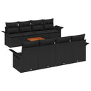 Havesofa Sæt med pude 9 pcs Sort polyrattan