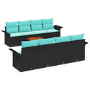 Havesofa Sæt med pude 9 pcs Sort polyrattan