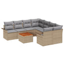 Havesofa Sæt med pude 9 pcs Beige polyrattan