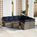 Havesofa Sæt med pude 9 pcs Grå polyrattan